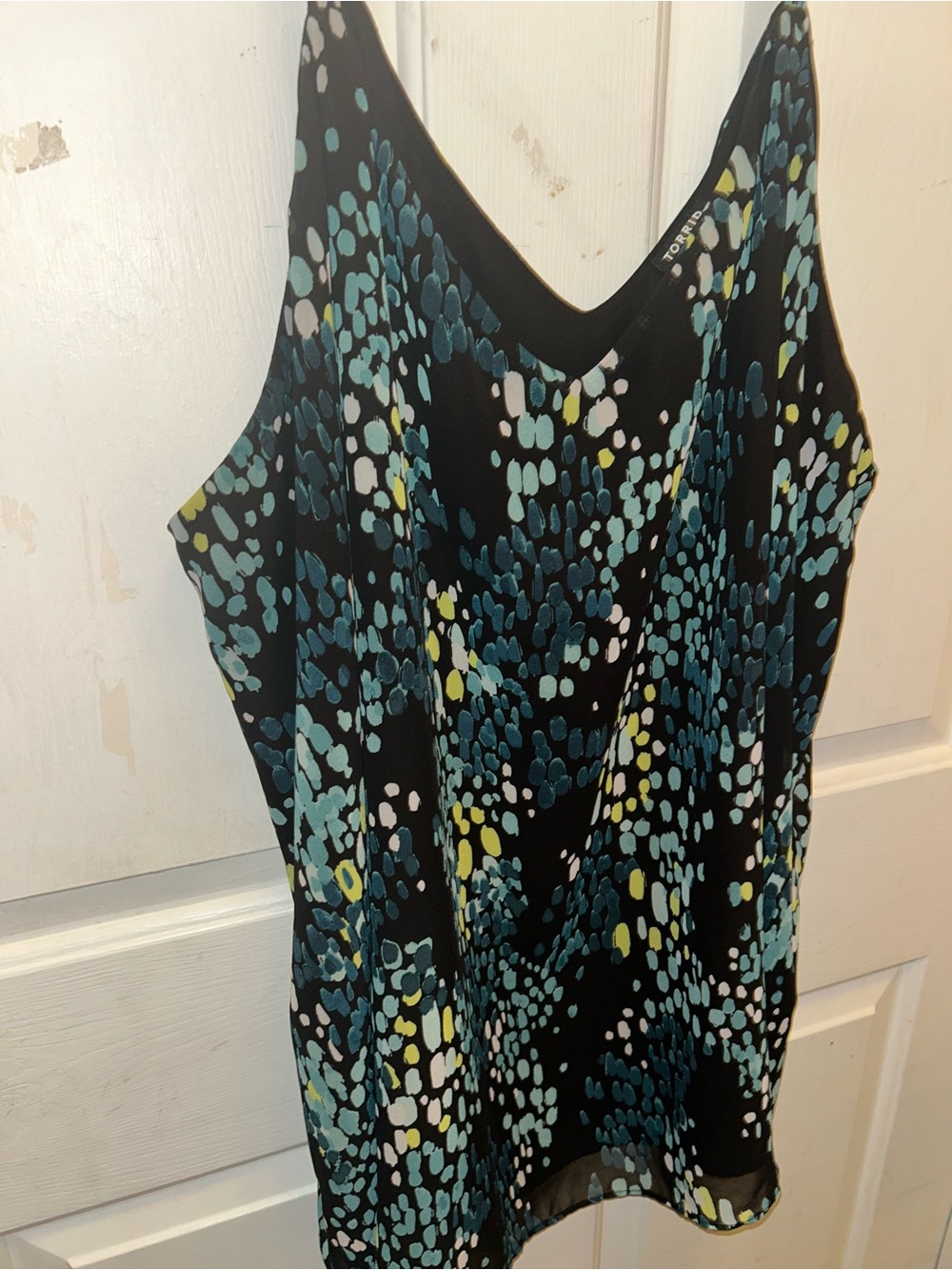 torrid Black Strapless Dress with Teal & Yellow Dot Print